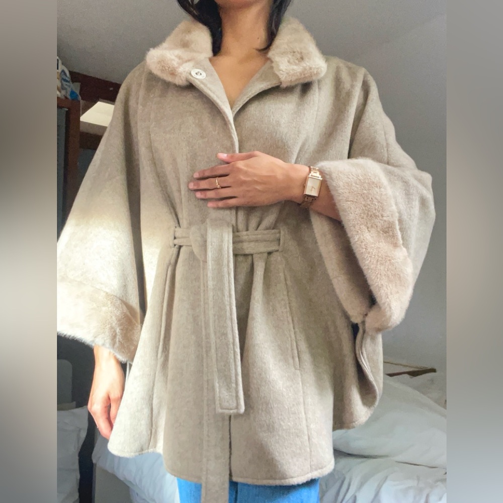 NWT Luxurious PENNY LANE Wool Coat Faux Fur Trim - Picture 4 of 14